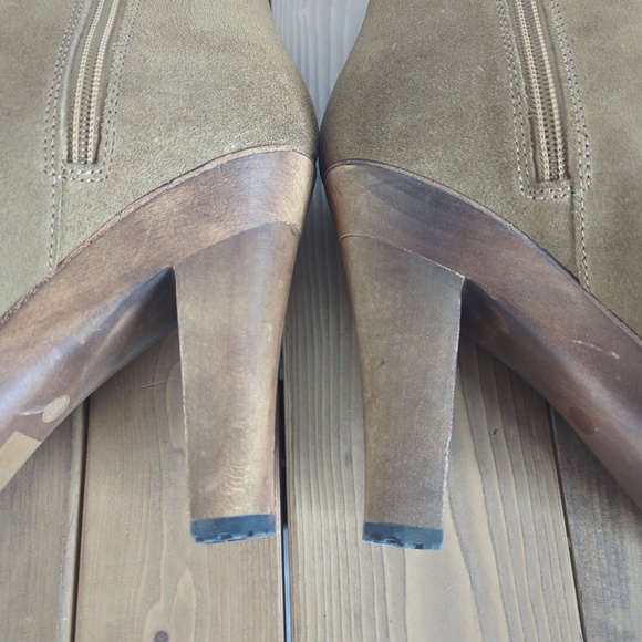 See by Chloe Solfo Buckle Wood Platform Ankle Boots Tan Suede - Picture 12 of 14